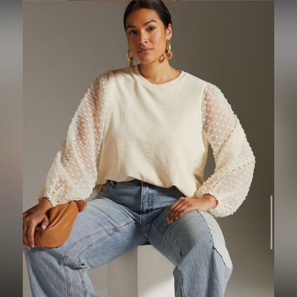 Maeve Anthropologie Textured Sleeve Top Size Small - Picture 4 of 8